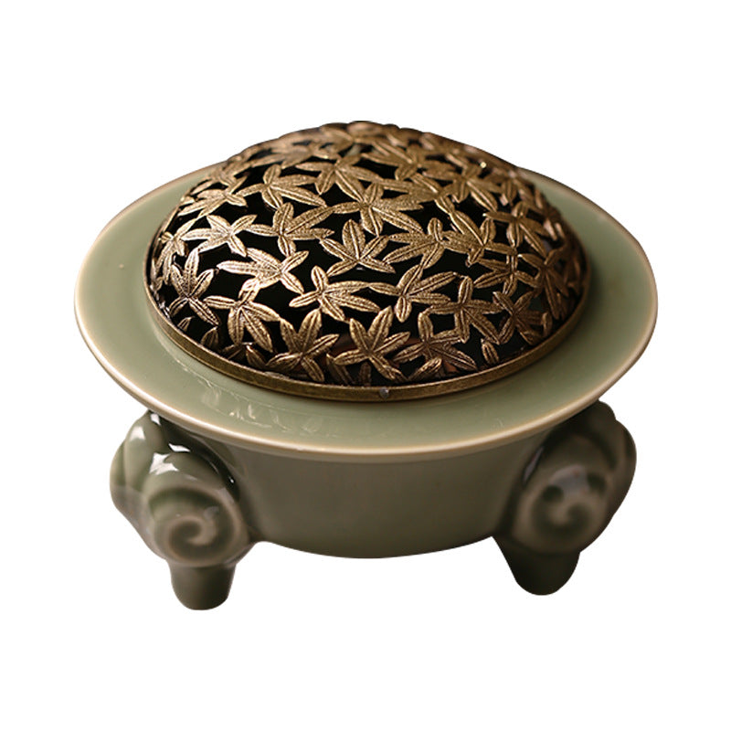 Ceramic Coil Incense Burner with Three Goats Design - Sandalwood and Seal Incense Holder