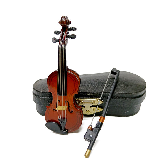 Violin Model, Wood Violin for Decoration with Stand and Case, Miniature Dollhouse, Model Home Decoration and Gift