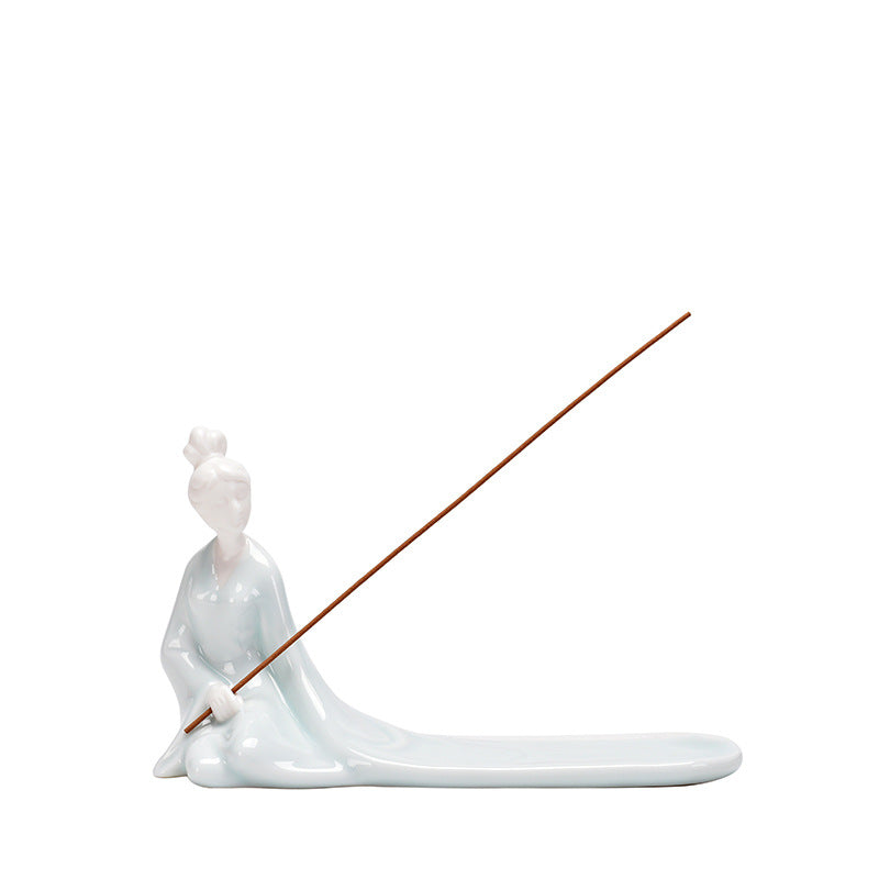 Ceramic Incense Burner with Ash Catcher - Handcrafted Zen Decor for Stick Incense (18.5x5.9x11.9cm)