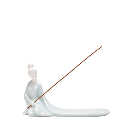 Ceramic Incense Burner with Ash Catcher - Handcrafted Zen Decor for Stick Incense (18.5x5.9x11.9cm)