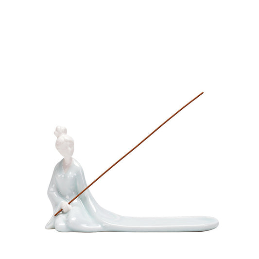 Ceramic Incense Burner with Ash Catcher - Handcrafted Zen Decor for Stick Incense (18.5x5.9x11.9cm)