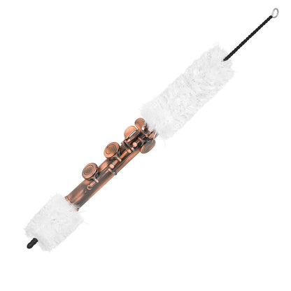 Professional Flute Cleaning Rod – Cotton Swab with Anti-Scratch Rubber Tip & Ergonomic Grip (White) – Non-Shedding Wind Instrument Care Tool