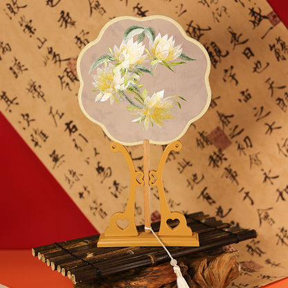 Exquisite Dual-Sided Embroidered Round Fan - Ancient Style Decorative Hand Fan