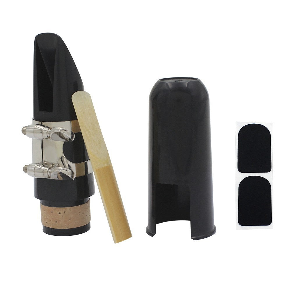 5-Piece Clarinet Accessory Set (Mouthpiece+Cap+Ligature+Bite Pad+Reed) - ABS Black (Beginner to Pro)
