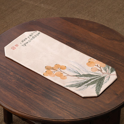 Luxury Zen Tea Table Runner – Vintage Brocade Cloud Pine Design, Chinese-style Tea Table Decor