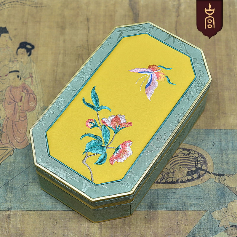 High-End Octagonal Embroidered Jewelry Box – Elegant Handcrafted Jewelry Tray