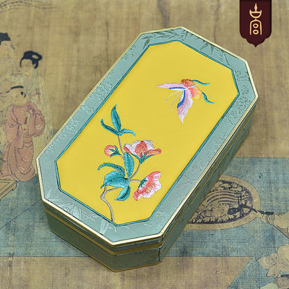 High-End Octagonal Embroidered Jewelry Box – Elegant Handcrafted Jewelry Tray