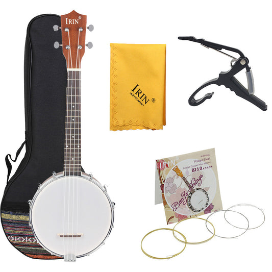 4-String Handcrafted Banjo – Sapele & Rosewood Body, Maple Neck (Folk Instrument for Practice/Performance)