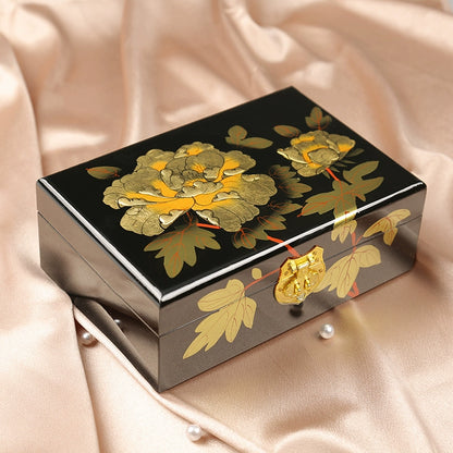 Lacquerware Jewelry Box – Exquisite Chinese Handcrafted Jewelry Storage Box with Mirror, Decorative Gift Box for Rings, Necklaces & Earrings
