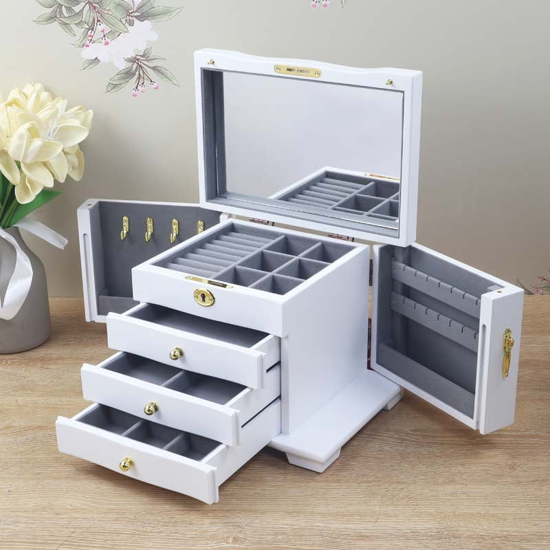 European Style Luxury Jewelry Box - Large Capacity Necklace & Earring Organizer with Lock