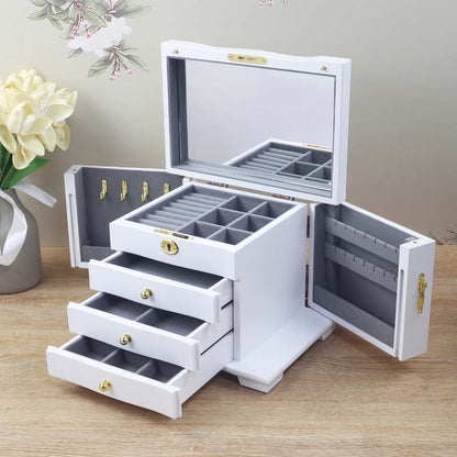 European Style Luxury Jewelry Box - Large Capacity Necklace & Earring Organizer with Lock