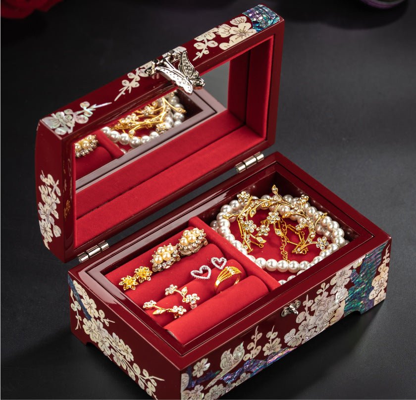 Mother of Pearl Floral Jewelry Box Set – Handcrafted  Gift for Women, Birthday, Wedding, Christmas