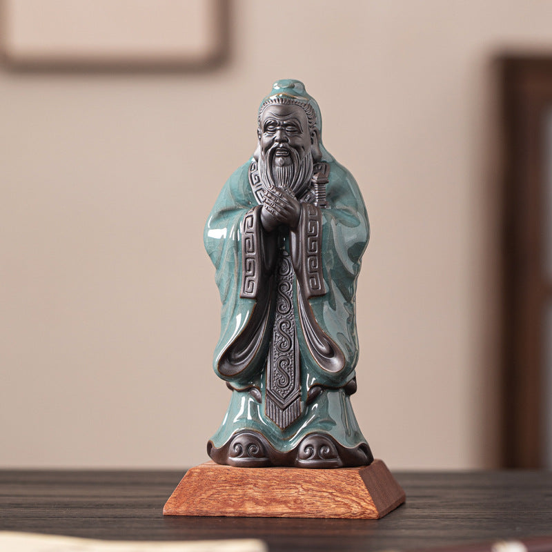 Ceramic Confucius Statue - Handcrafted Historical Figure Decor for Study & Living Room