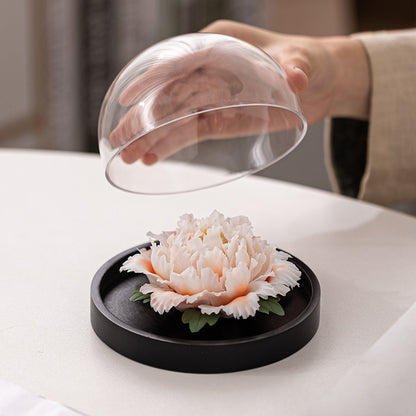 Handmade Ceramic Peony Flower Decor - Realistic Desktop & Car Ornament with Perfume Function
