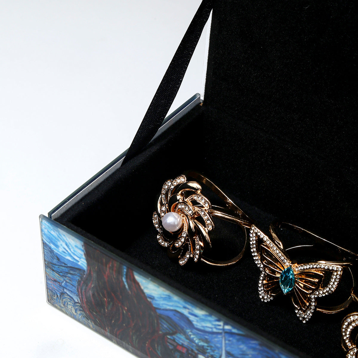 Van Gogh Starry Night Glass Jewelry Box - High-End Jewelry Organizer, Stylish Home Storage Box