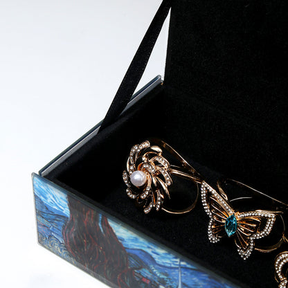 Van Gogh Starry Night Glass Jewelry Box - High-End Jewelry Organizer, Stylish Home Storage Box