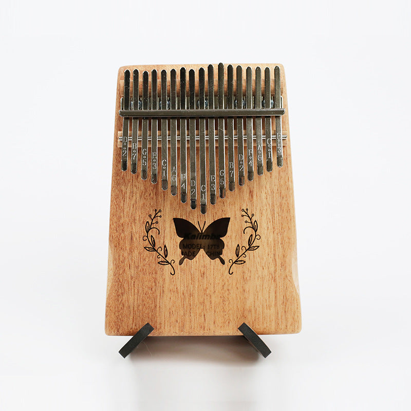 17-Key Kalimba Thumb Piano - Mahogany Wood Body & Mineral Metal Keys