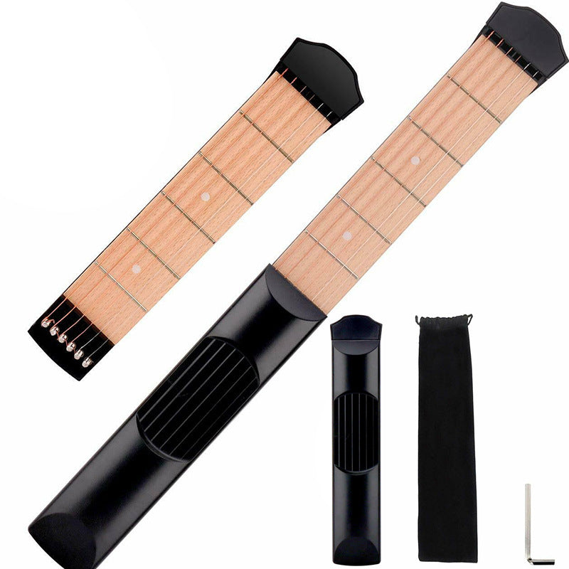 Portable 6-String Guitar Trainer - Chord Practice Tool with Steel Strings (Not a Real Guitar, 17.7" Practice Neck)