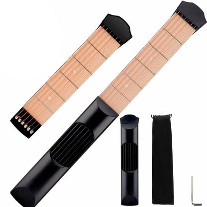 Portable 6-String Guitar Trainer - Chord Practice Tool with Steel Strings (Not a Real Guitar, 17.7" Practice Neck)