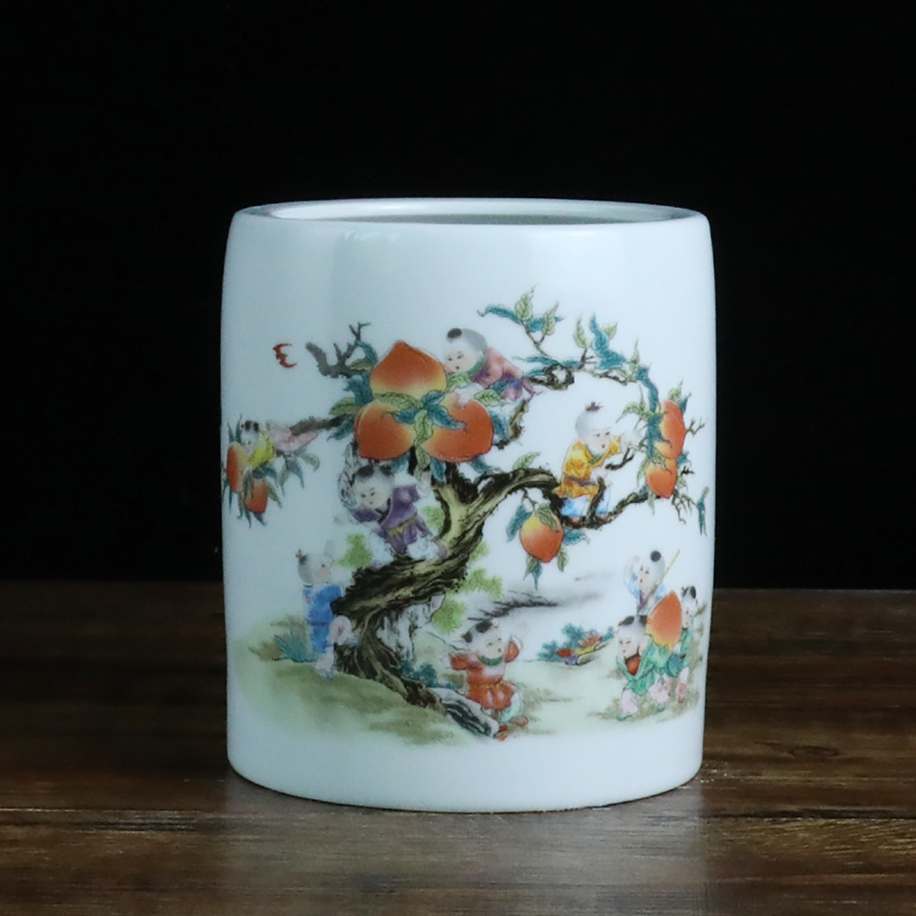Jingdezhen Ceramic Brush Holder - 13 Classic Chinese Designs for Desk Organization (12cm Height, 10cm Diameter)
