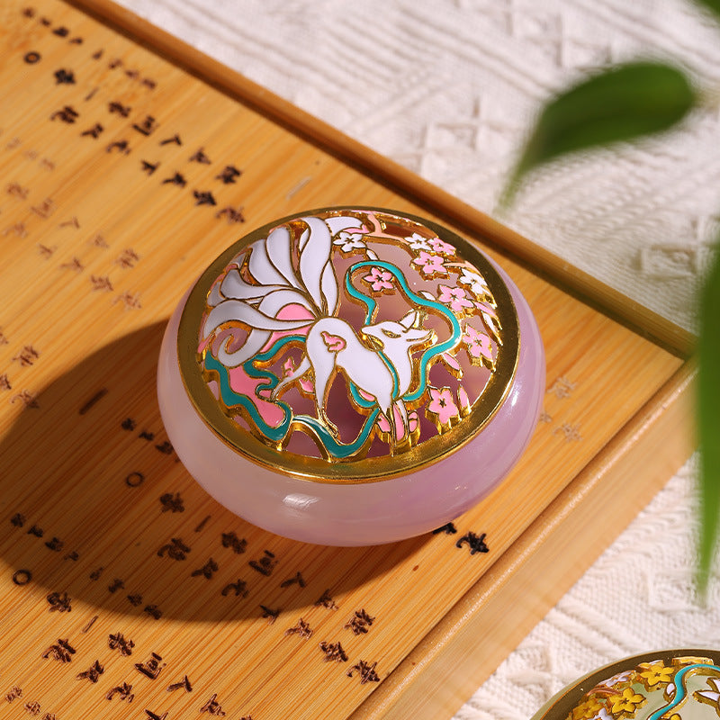 Glass & Jade-style Coil Incense Burner - Agarwood Incense Holder with Pierced Lid