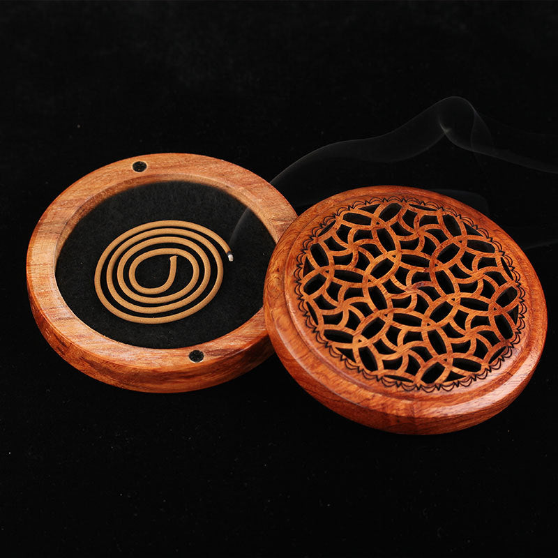 Rosewood Incense Holder - Stylish Hollow Carved Wooden Box for Home, Meditation & Relaxation