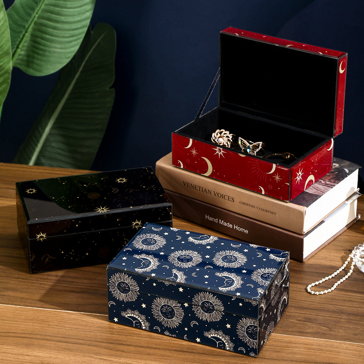 Sun, Moon & Stars Jewelry Box - Unique Tarot-Themed Jewelry Organizer, Stylish Storage Box