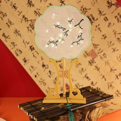 Exquisite Dual-Sided Embroidered Round Fan - Ancient Style Decorative Hand Fan