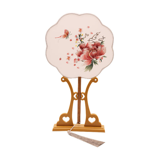 Exquisite Dual-Sided Embroidered Round Fan - Ancient Style Decorative Hand Fan