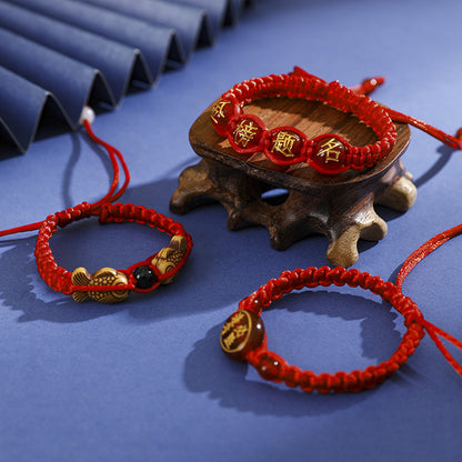Handwoven Red String Bracelet - Gold List Success Gift for Students