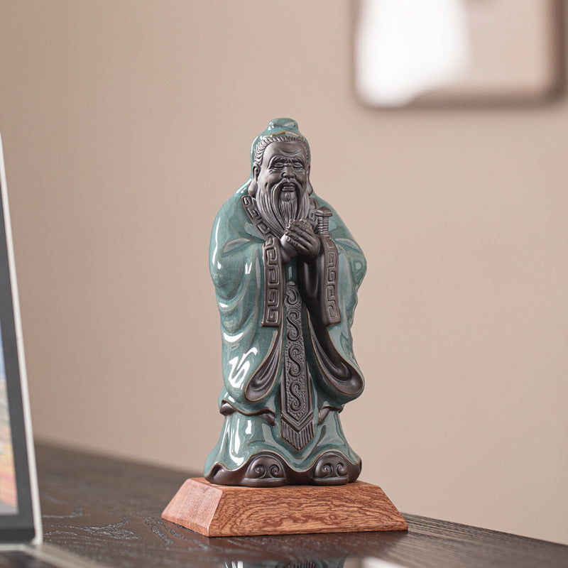 Ceramic Confucius Statue - Handcrafted Historical Figure Decor for Study & Living Room