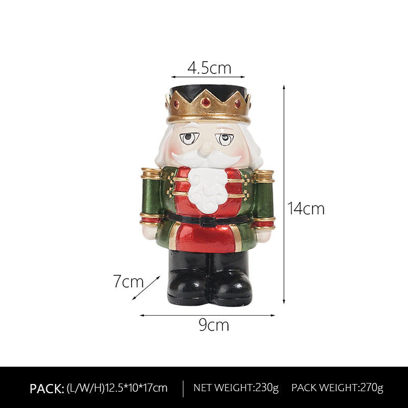 European Style Nutcracker Candle Holder: Perfect Home Decor for Living Room or Table, Resin Ornament for Christmas Tree