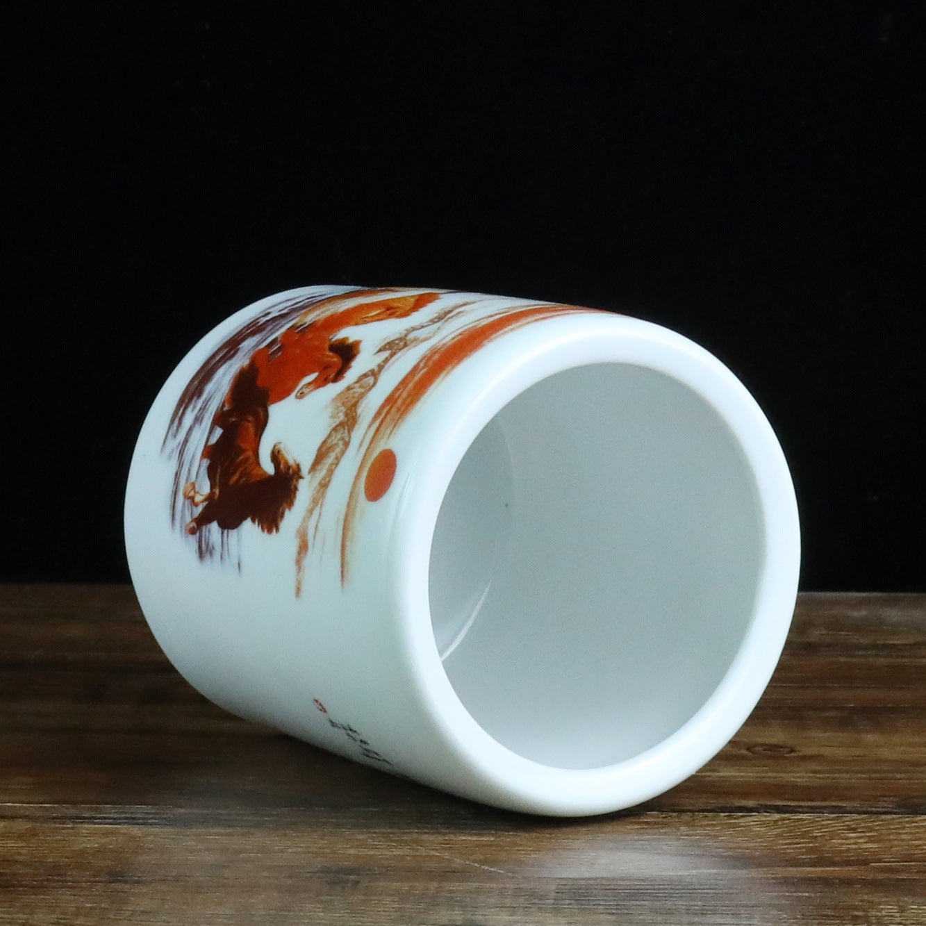 Jingdezhen Ceramic Brush Holder - 13 Classic Chinese Designs for Desk Organization (12cm Height, 10cm Diameter)