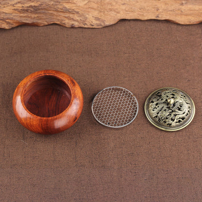 Elegant Rosewood Incense Burner - Handcrafted Red Wood Tray for Home & Indoor Aromatherapy