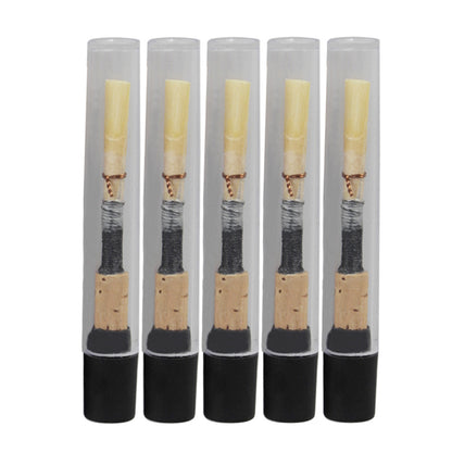 Handmade Oboe Reed with Cork & Plastic Case – Natural Cane Reed, Red/Black Thread (Professional Oboe Accessories)