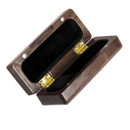 Walnut & Rosewood Saxophone Ligature Case – Vintage Magnetic Closure Box with Anti-Scratch Felt Slots (Red/Walnut) – Durable Woodwind Accessory Organizer