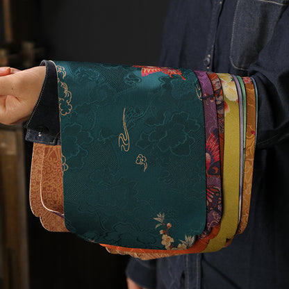 Silk Tea Ceremony Mat - Double-Sided Waterproof Tea Tray (45x15cm, Mulberry Silk with Non-Slip Base)