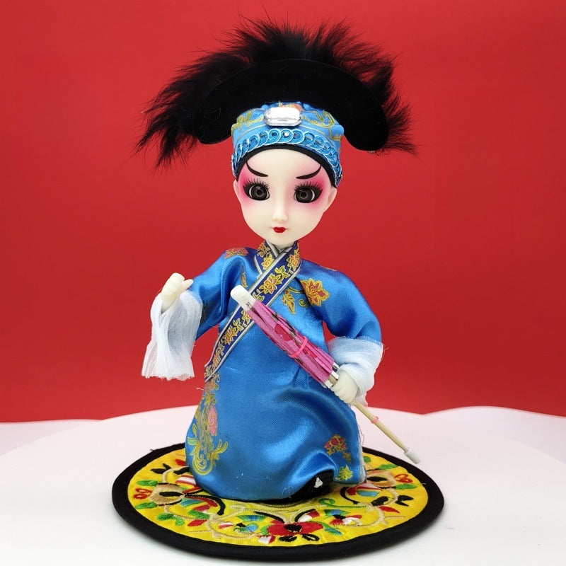 7-Inch Silk Chinese Opera Doll - Traditional Handmade Peking Opera Flower Dan Figurine