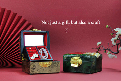 Jewelry Box Handmade Retro Lock Large Capacity Storage Box China Intangible Cultural Heritage Jewelry Box