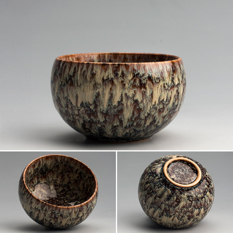 Jianzhan Kiln-Transformed Tea Cup - Handmade Ceramic Tea Bowl (120ml, 8x5cm)