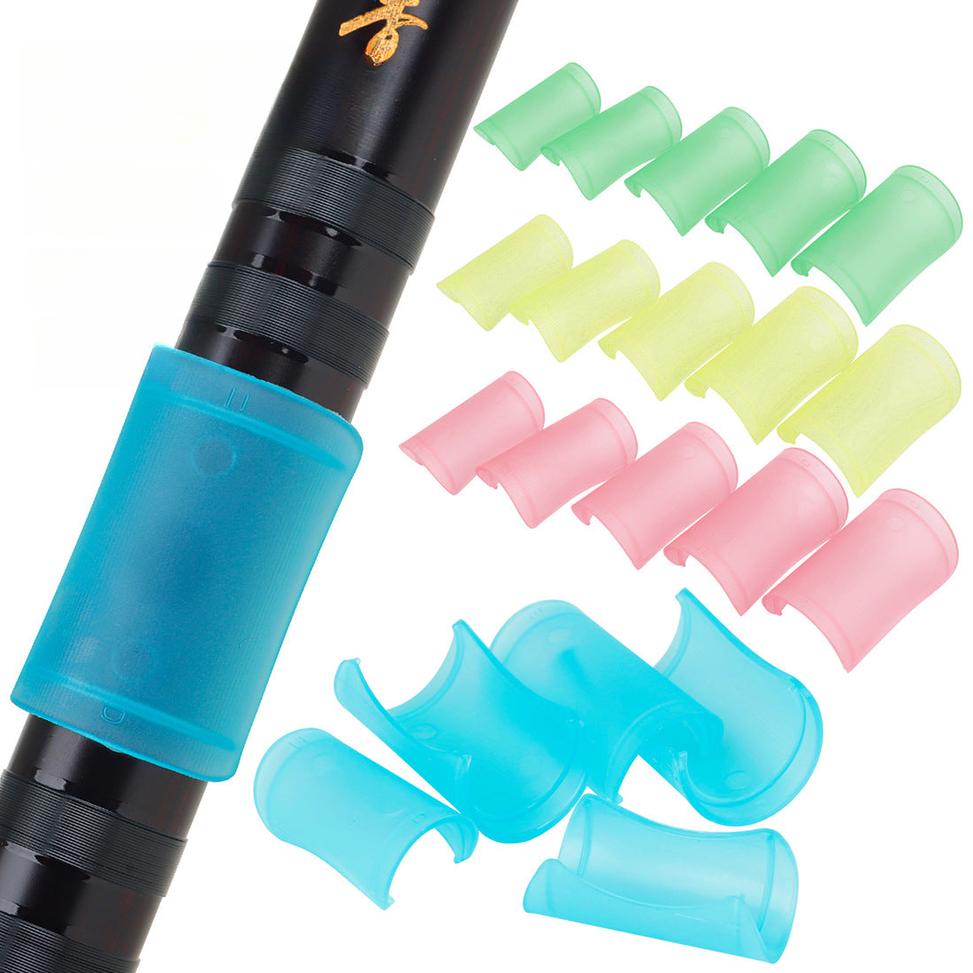 ABS Flute Film Protector 5-Piece Set (Keys C/G/E/F/D) - Multi-Color Detachable Guard with Pitch Markers, Eco-Friendly Flute Accessories