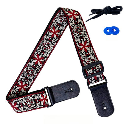 Embroidered Jacquard Guitar Strap for Acoustic, Electric Guitars & Bass - Comfortable & Unique Design