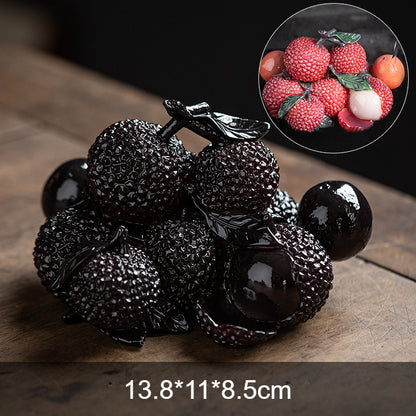 Litchi & Tangerine Tea Pet Set - Color-Changing Ceramic Decor for Tea Table (Thermochromic Design)