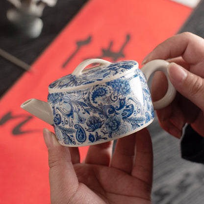 Blue & White Hanwa Teapot - Plant Ash Glaze Ceramic with Wisteria Pattern (3 Sizes: 100ml/150ml/250ml)