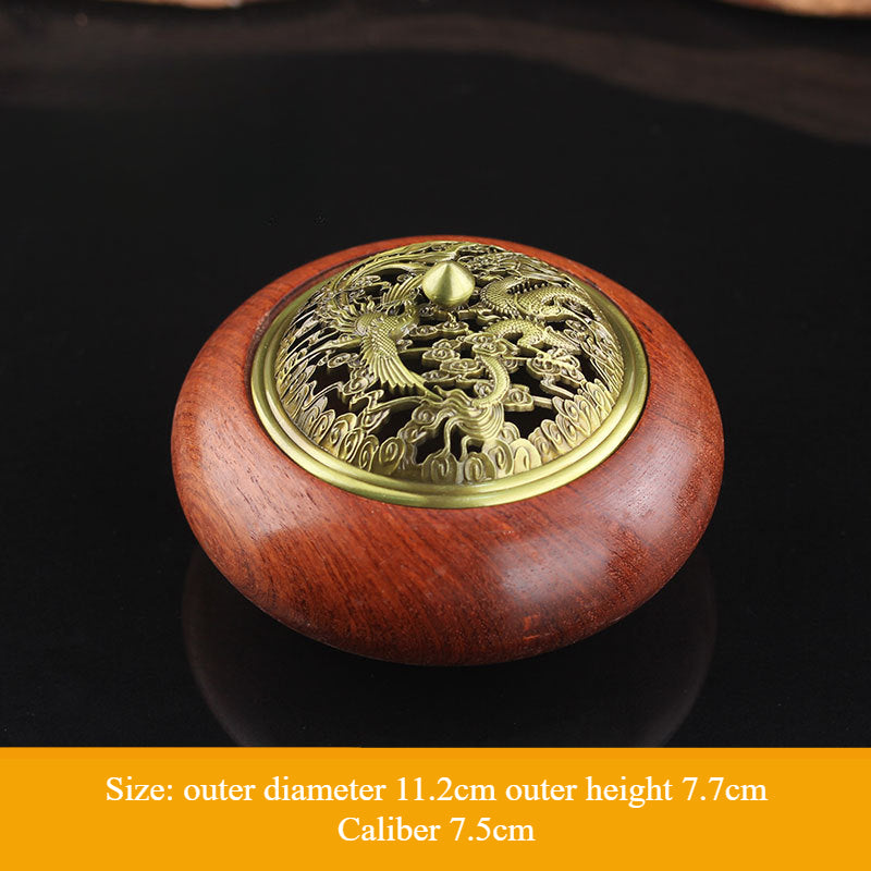 Elegant Rosewood Incense Burner - Handcrafted Red Wood Tray for Home & Indoor Aromatherapy