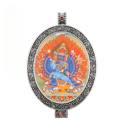 Thangka Pendant - Oval Design with Openable Micro Thangka Box