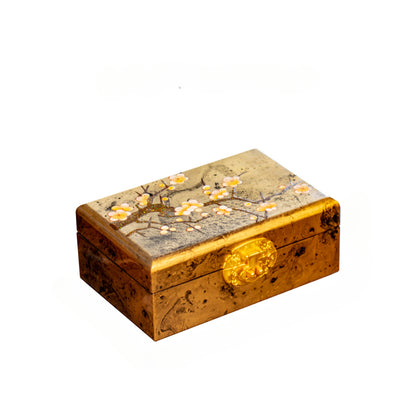 Artisan Lacquer Jewelry Box - Handcrafted Chinese Heritage Piece in Solid Wood, Vintage Floral Storage Case