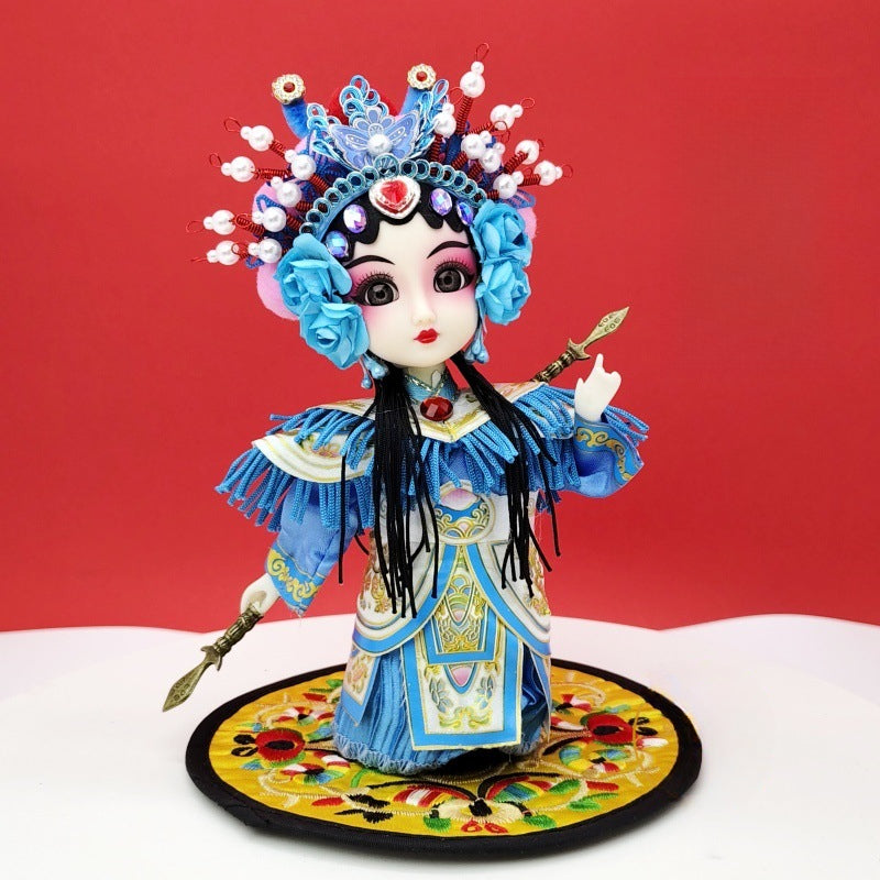 7-Inch Silk Chinese Opera Doll - Traditional Handmade Peking Opera Flower Dan Figurine
