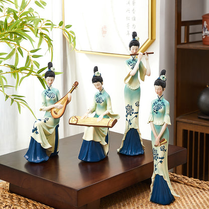 Elegant Chinese classical music playing lady ornament, can be used as home decorations and gifts