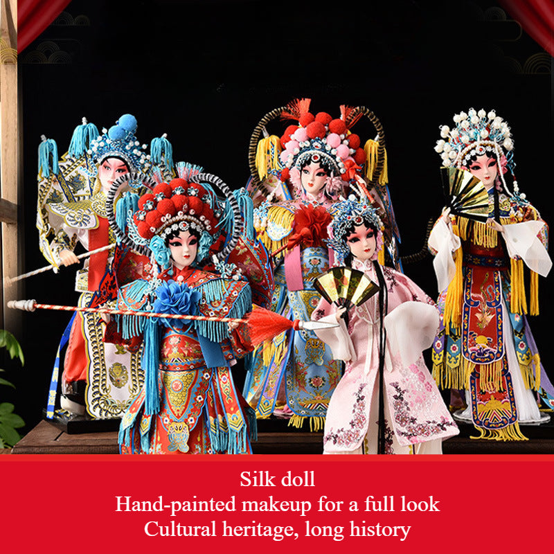Silk Chinese Opera Doll – Handcrafted Figurine for Home Décor and Small Gift